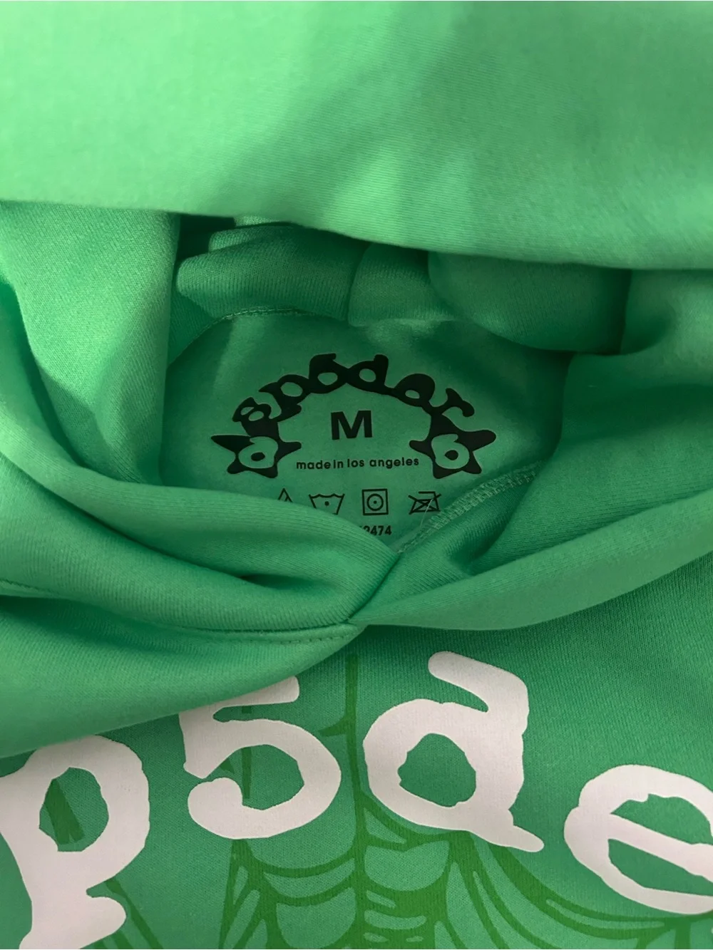 sp5der Green Graphic Hoodie with Spiderweb Motif